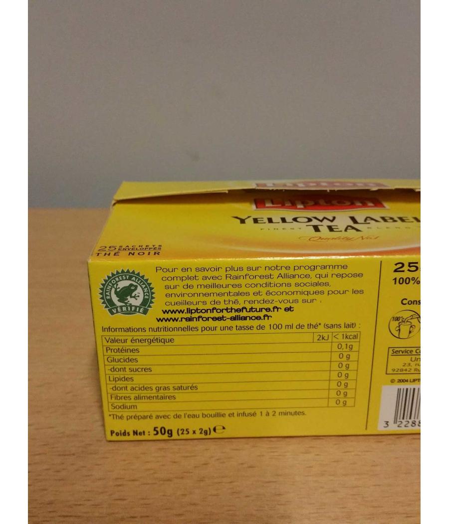 YELLOW LABEL TEA 25 YELLOW LABEL TEA 25