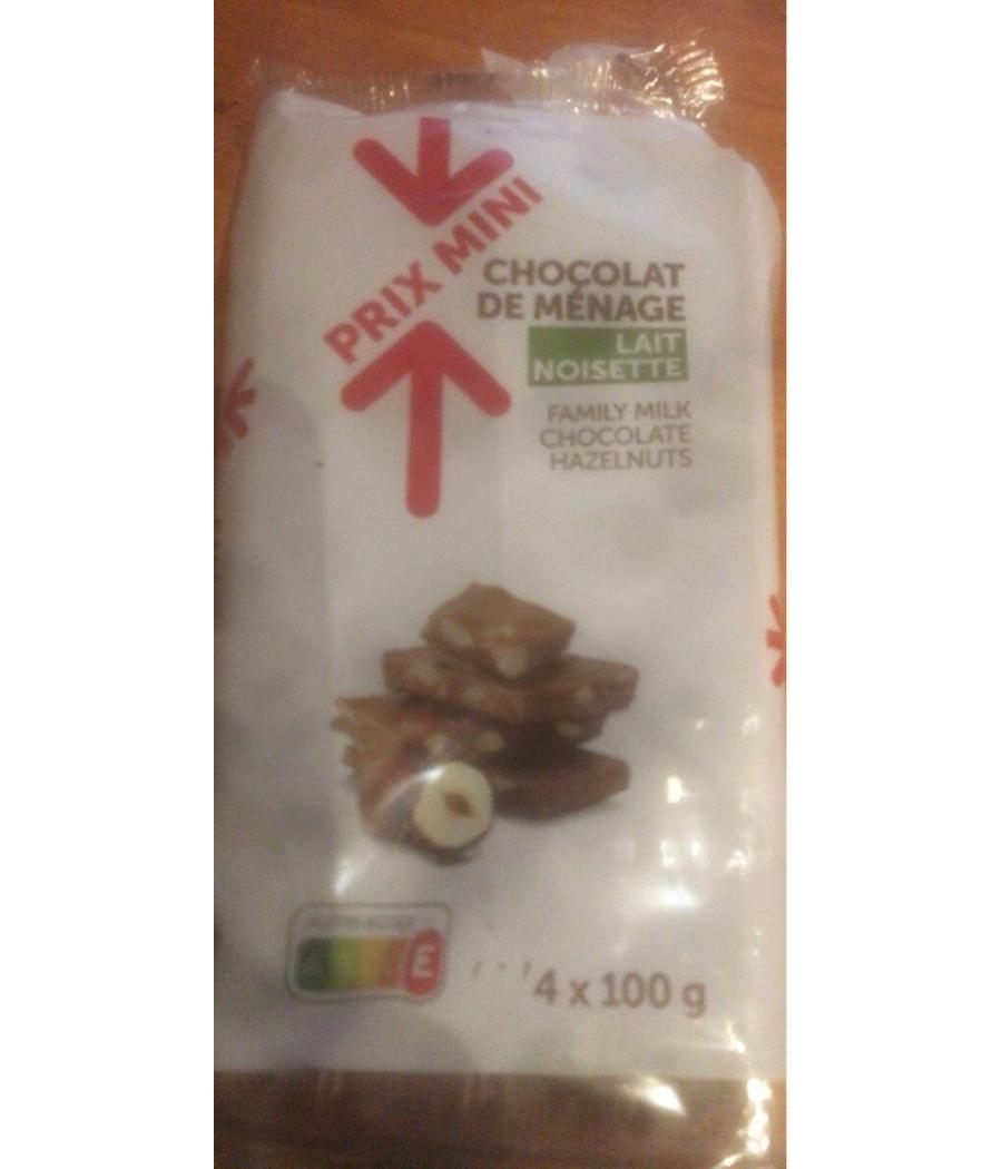 CHOCOLAT DE MENAGE LAIT NOISETTES 4 X 100 G CHOCOLAT DE MENAGE LAIT NOISETTES 4 X 100 G