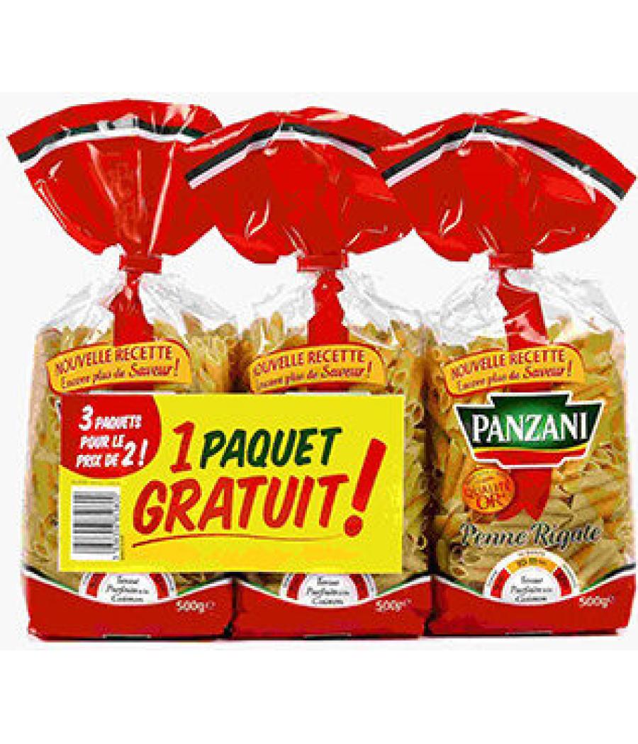 PANZANI PENNE RIGATE 2X500G +1 PAQUET GRATUIT PANZANI PENNE RIGATE 2X500G +1 PAQUET GRATUIT