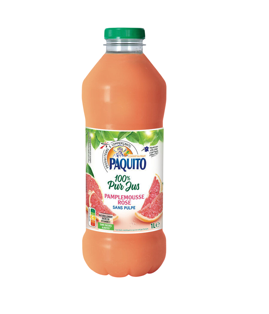 PUR JUS 100% PAMPLEMOUSSE ROSE SANS PULPE PAQUITO 1L PUR JUS 100% PAMPLEMOUSSE ROSE SANS PULPE PAQUITO 1L