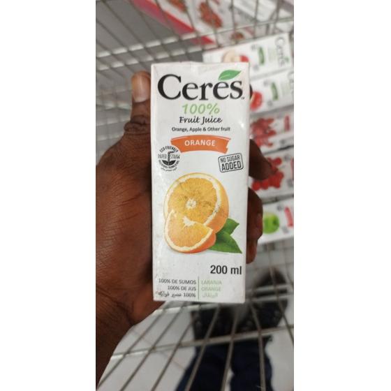 JUS DE FRUITS D\'ORANGE CERES 250ML PQT 200 ML
