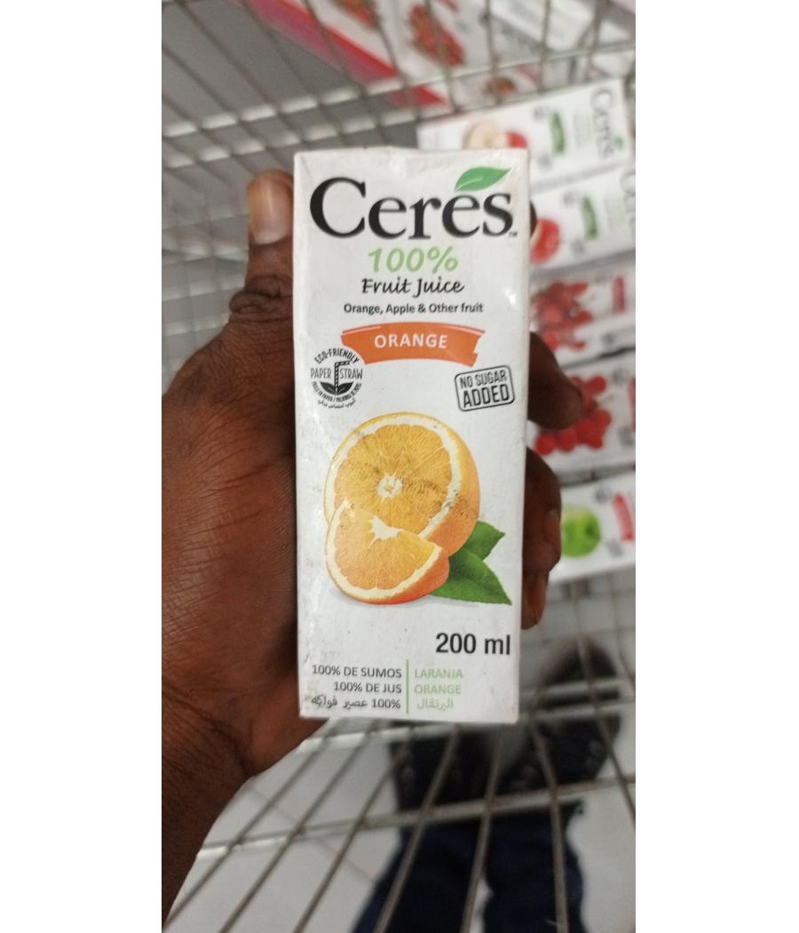 JUS DE FRUITS D\'ORANGE CERES 250ML PQT 200 ML JUS DE FRUITS D\'ORANGE CERES 250ML PQT 200 ML