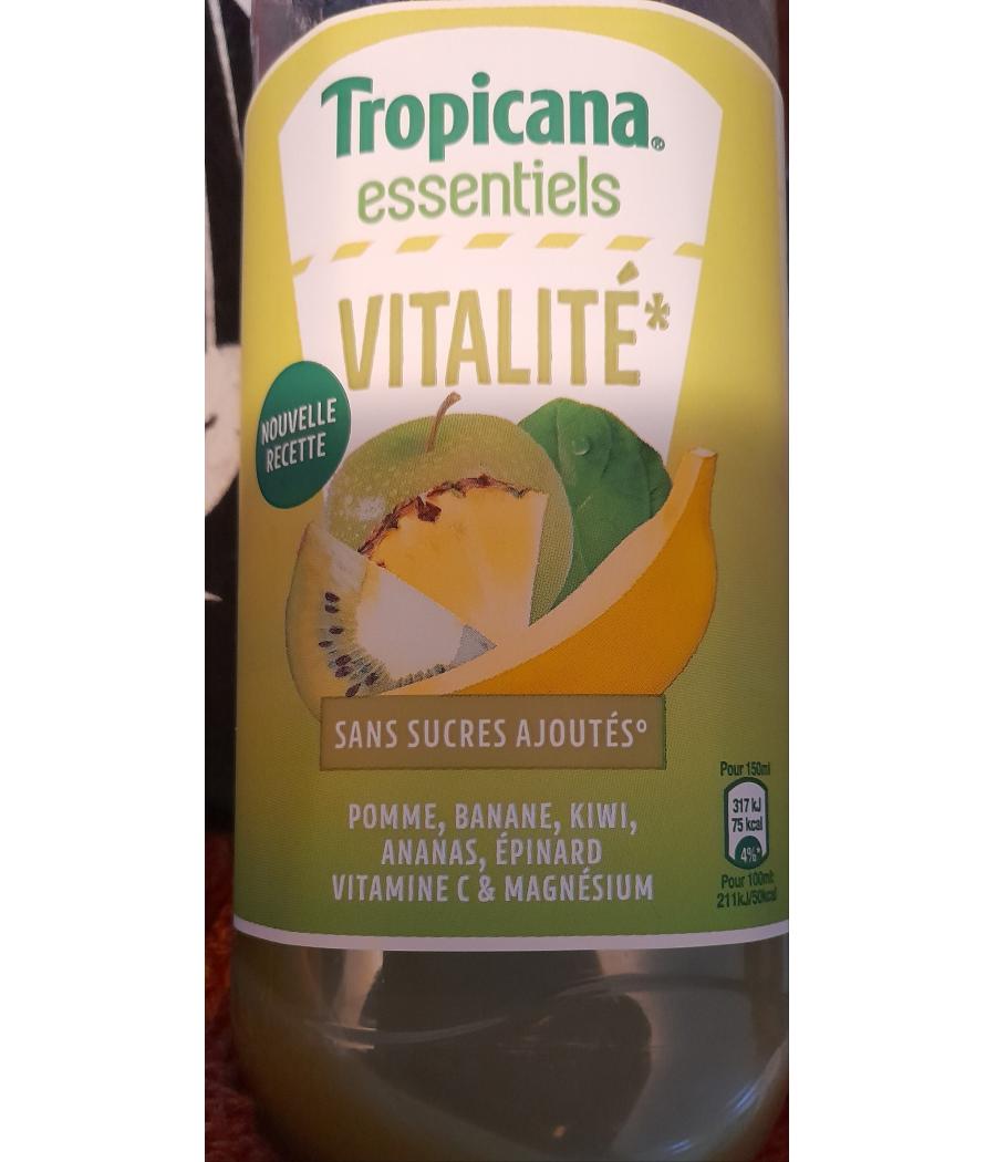 JUS DE FRUITS TROPICANA ESSENTIELS VITALITE POMME, BANANE, KIWI, ANANAS, EPINARD VITAMINE C & MAGN... JUS DE FRUITS TROPICANA ESSENTIELS VITALITE POMME, BANANE, KIWI, ANANAS, EPINARD VITAMINE C & MAGN...