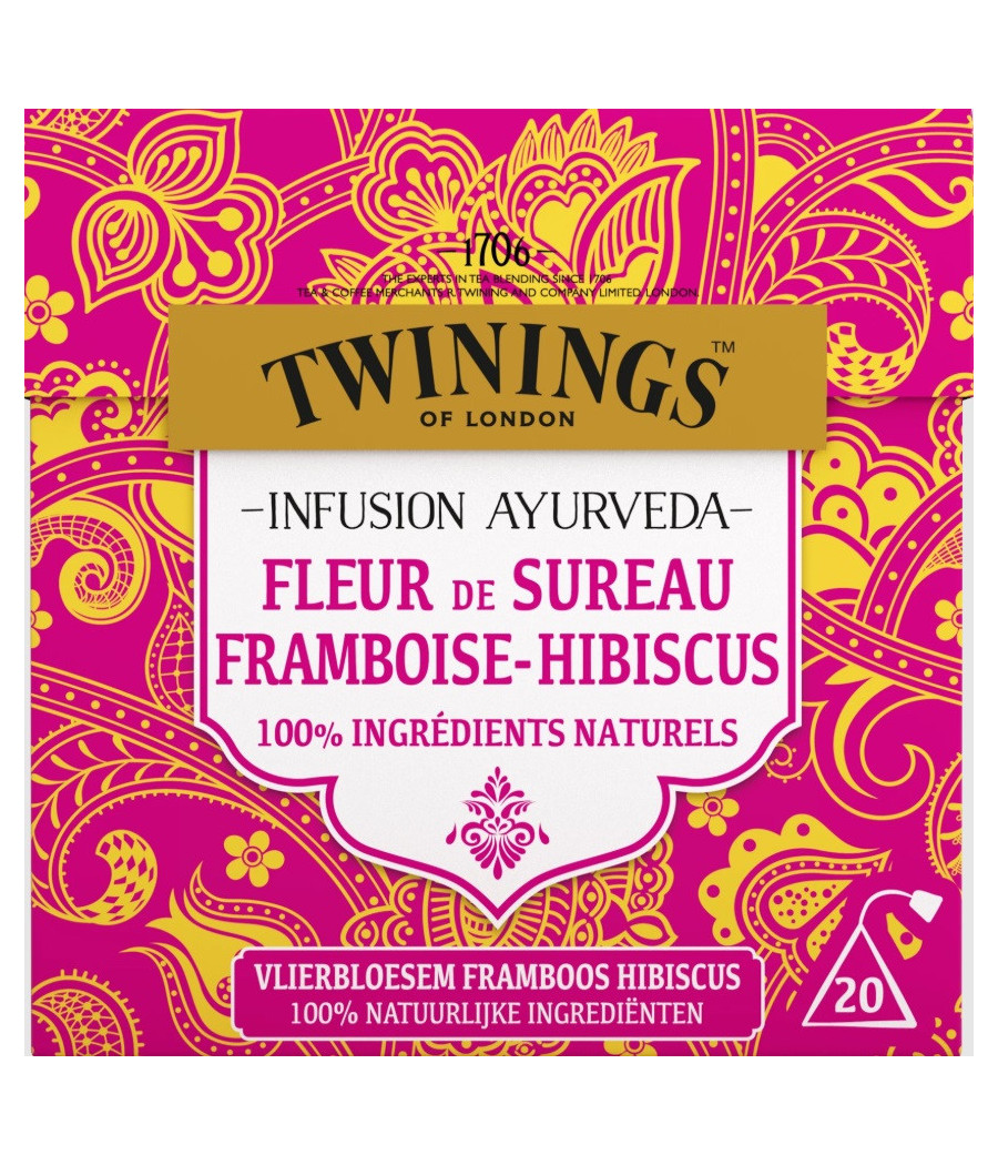 INFUSION AYURVEDA FLEUR DE SUREAU FRAMBOISE HIBISCUS 20G INFUSION AYURVEDA FLEUR DE SUREAU FRAMBOISE HIBISCUS 20G