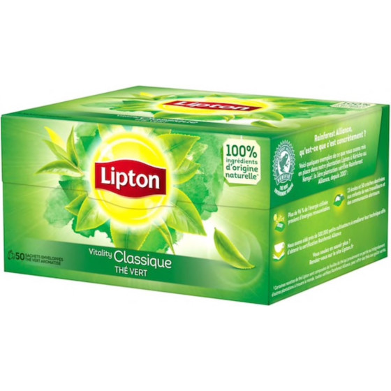 LIPTON THE VERT CLASSIQUE GOUT LEGER SUBTIL 50 SACHETS 65G