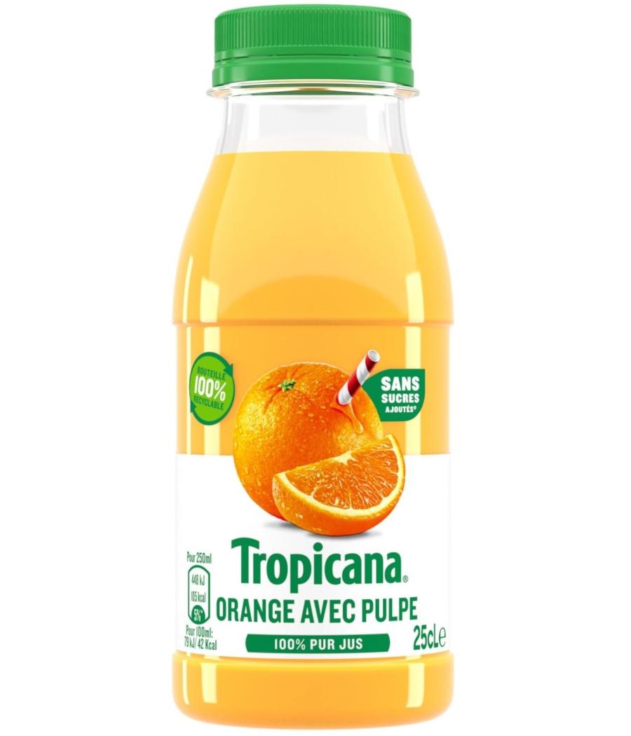 JUS DE FRUITS TROPICANA ORANGE AVEC PULPE 25 CL JUS DE FRUITS TROPICANA ORANGE AVEC PULPE 25 CL