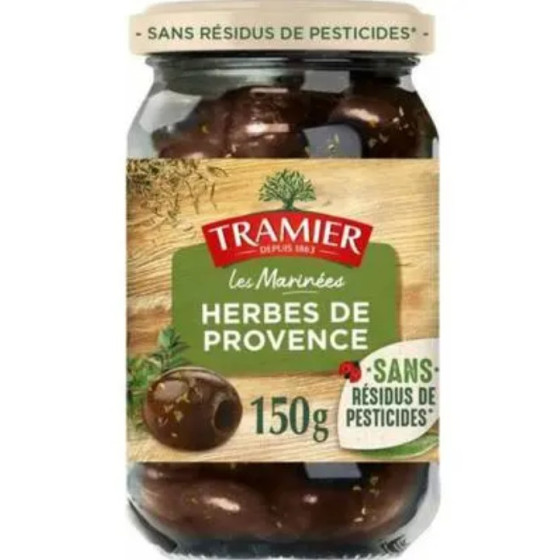 OLIVES NOIRES CONFITES AUX HERBES DE PROVENCE 150 G
