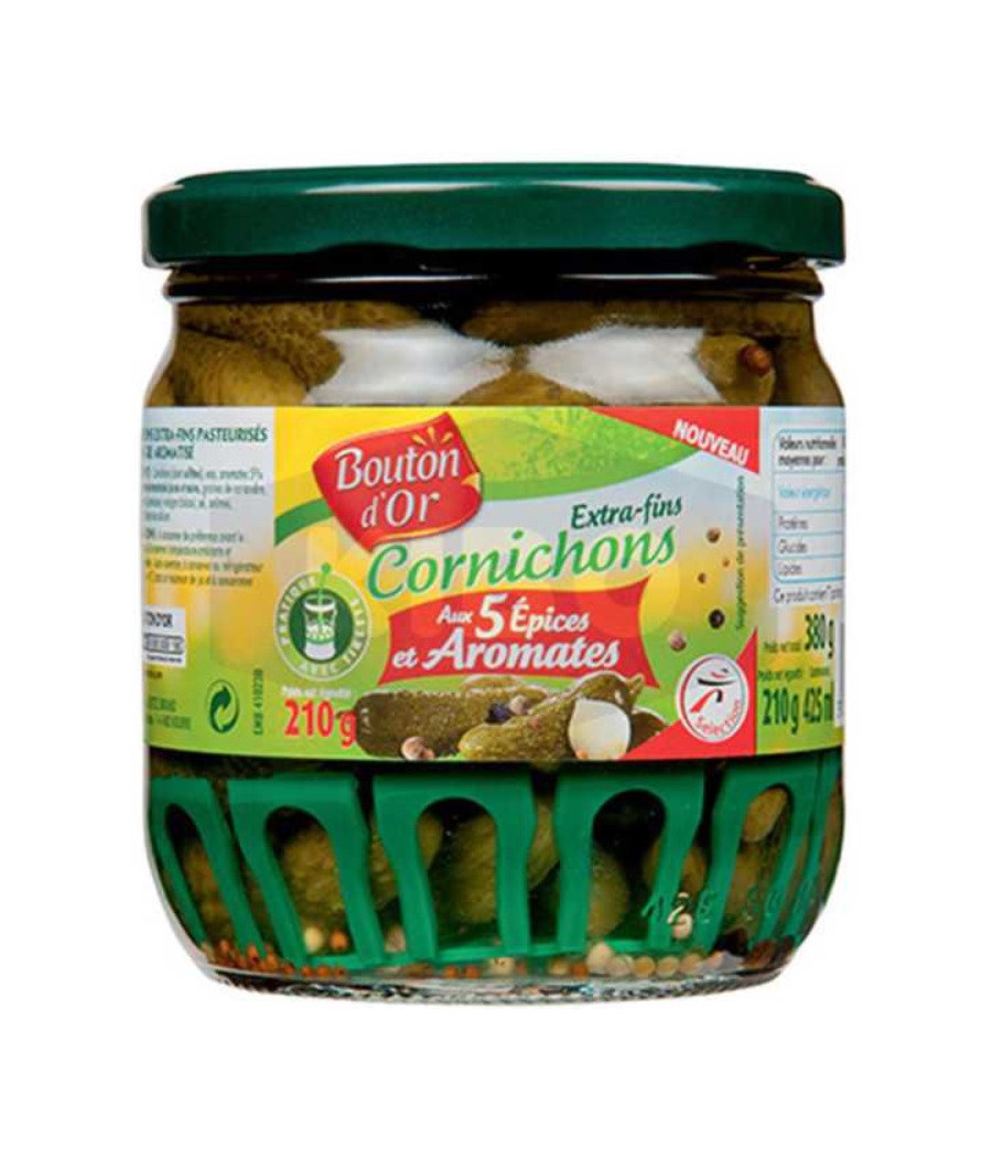 CORNICHONS 5 AROMATES BOUTON D'OR 210 G CORNICHONS 5 AROMATES BOUTON D'OR 210 G
