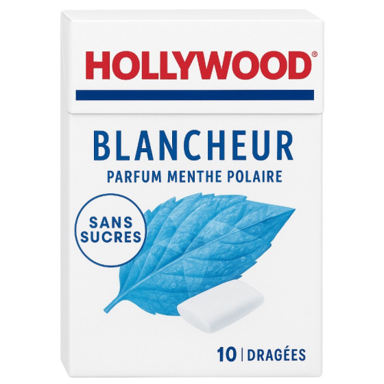 CHEWING-GUM BLANCHEUR PARFUM MENTHE POLAIRE HOLLYWOOD 14G