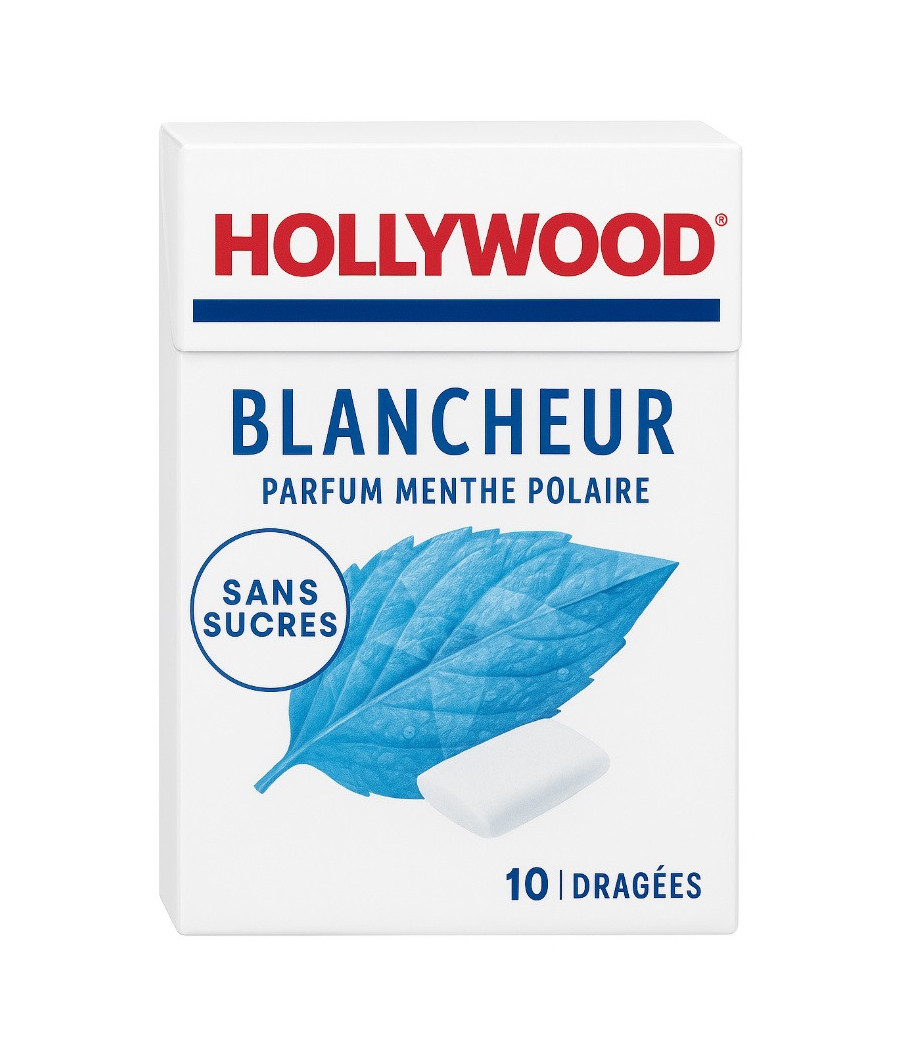 CHEWING-GUM BLANCHEUR PARFUM MENTHE POLAIRE HOLLYWOOD 14G CHEWING-GUM BLANCHEUR PARFUM MENTHE POLAIRE HOLLYWOOD 14G