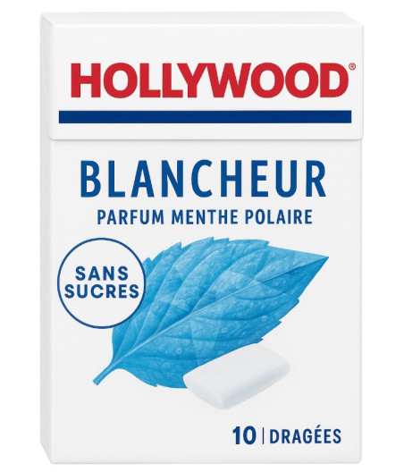 CHEWING-GUM BLANCHEUR PARFUM MENTHE POLAIRE HOLLYWOOD 14G