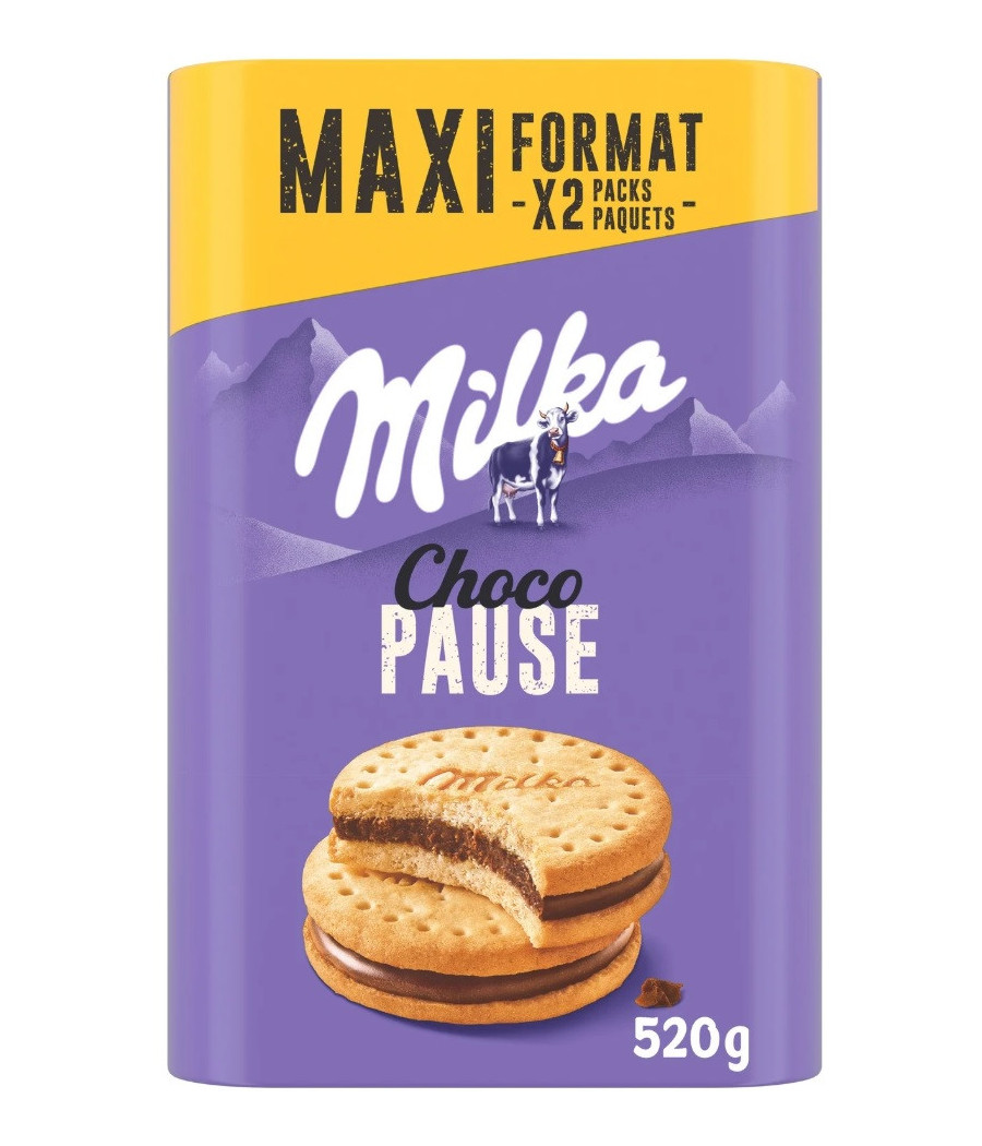 BISCUITS FOURRE AU CHACOLT AU LAILCHOCOPAUSE MILKA *2 520G BISCUITS FOURRE AU CHACOLT AU LAILCHOCOPAUSE MILKA *2 520G