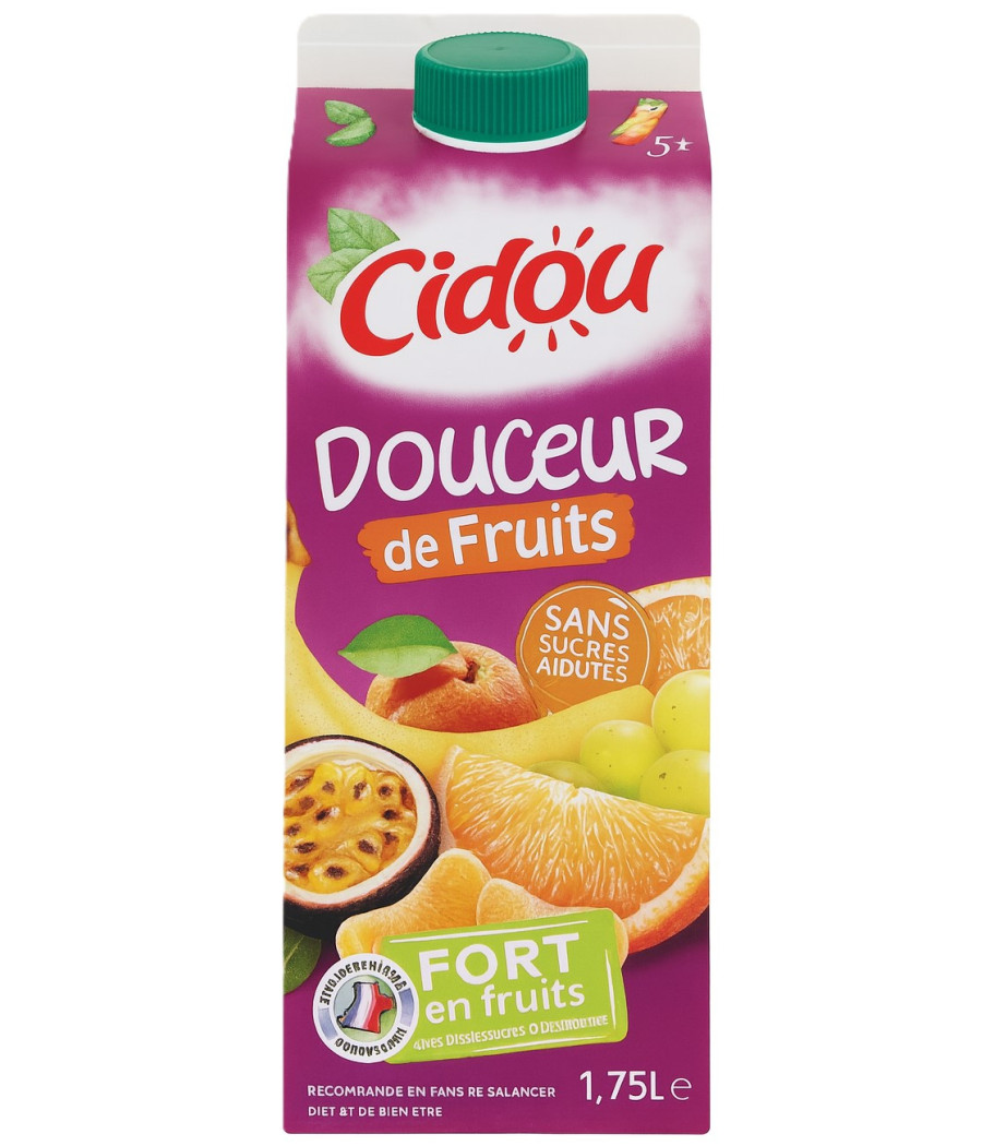 JUS DE FRUITS MULTIFRUITS DOUCEUR DE FRUITS CIDOU 1,75L JUS DE FRUITS MULTIFRUITS DOUCEUR DE FRUITS CIDOU 1,75L