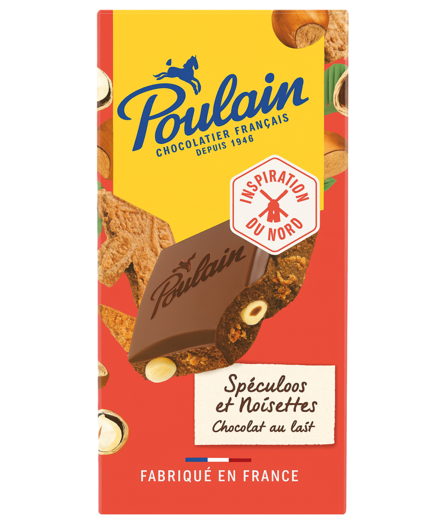 TABLETTE DE CHOCOLAT AU LAIT SPECULOOS ET NOISETTES POULAIN 180G TABLETTE DE CHOCOLAT AU LAIT SPECULOOS ET NOISETTES POULAIN 180G