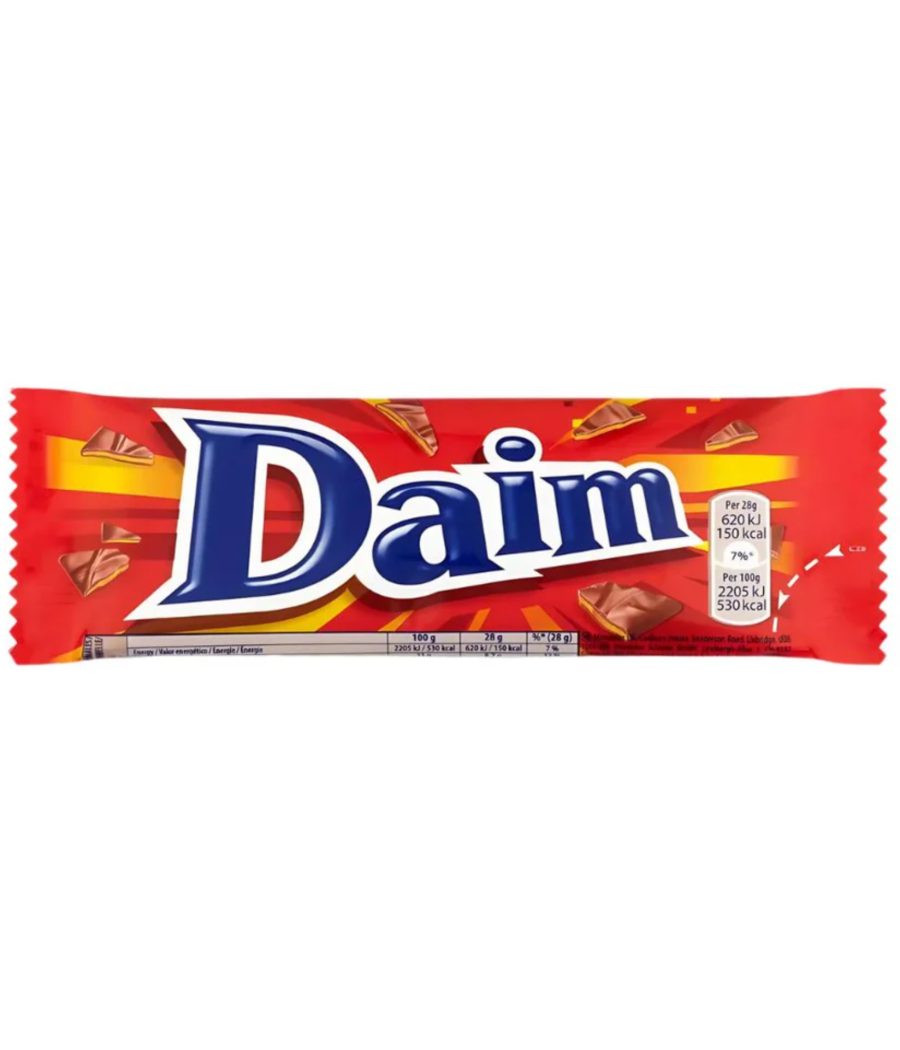 BISCUIT DAIM BARRE CHOCOLAT LAIT 28G BISCUIT DAIM BARRE CHOCOLAT LAIT 28G