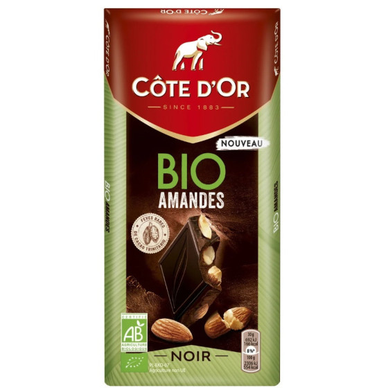 TABLETTE DE CHOCOLAT D'AMANDES NOIR BIO 150G