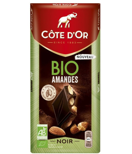 TABLETTE DE CHOCOLAT D'AMANDES NOIR BIO 150G