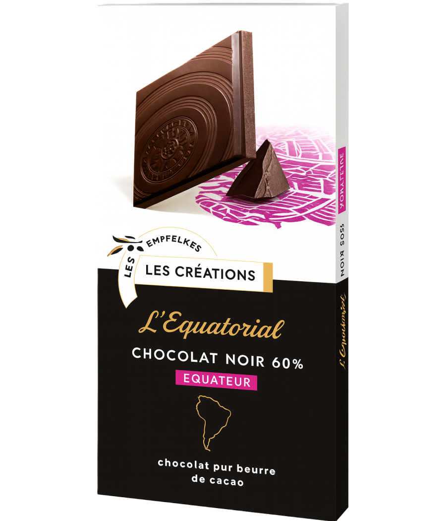 TABLETTE DE CHOCOLAT L'EQUATORIAL CHOCOLAT NOIR 60% IVORIA 80G TABLETTE DE CHOCOLAT L'EQUATORIAL CHOCOLAT NOIR 60% IVORIA 80G