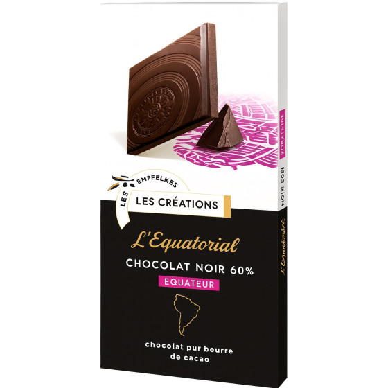 TABLETTE DE CHOCOLAT L'EQUATORIAL CHOCOLAT NOIR 60% IVORIA 80G