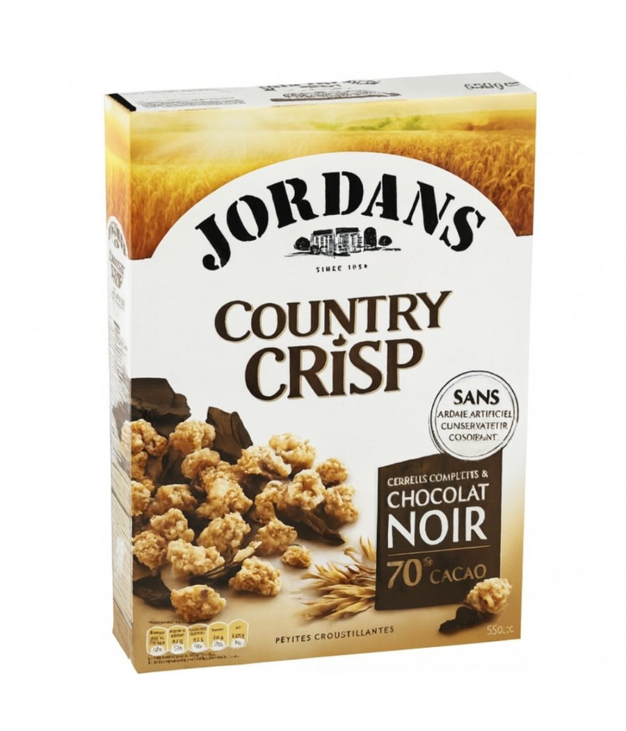 CEREALES COUNTRY CRISP CHOCOLAT NOIR JORDANS 550G CEREALES COUNTRY CRISP CHOCOLAT NOIR JORDANS 550G