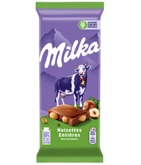 TABLETTE DE CHOCOLAT NOISETTE MILKA 100G