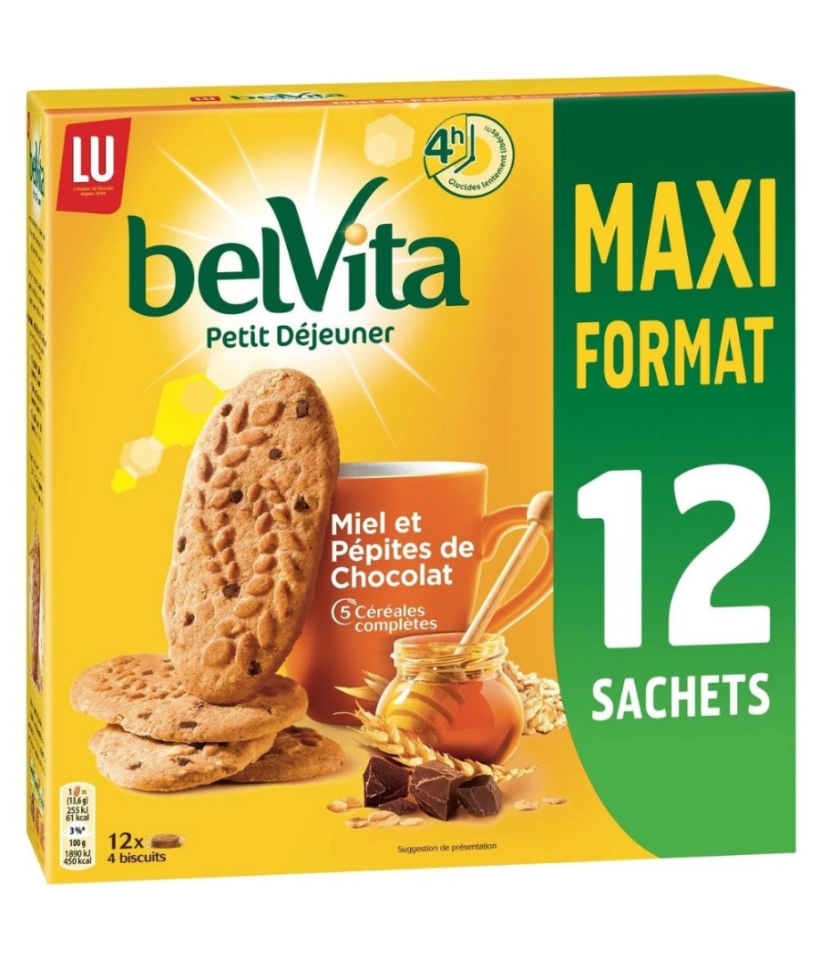 BISCUITS PETIT DEJEUNER MIEL & PEPITES DE CHOCOLAT BELVITA 650 G BISCUITS PETIT DEJEUNER MIEL & PEPITES DE CHOCOLAT BELVITA 650 G