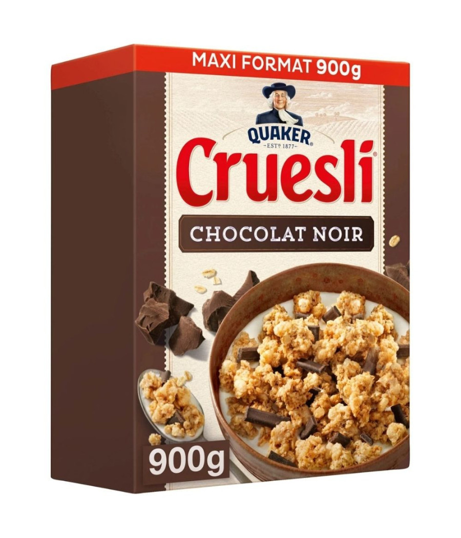 CEREALES CRUESLI CHOCOLAT NOIR MAXI FORMAT QUAKER 900G CEREALES CRUESLI CHOCOLAT NOIR MAXI FORMAT QUAKER 900G