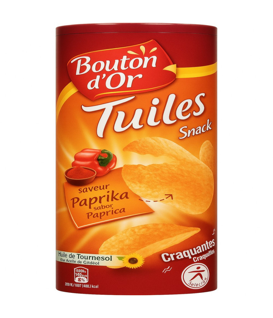 TUILES SAVEUR PAPRIKA BOUTON D'OR 170G TUILES SAVEUR PAPRIKA BOUTON D'OR 170G