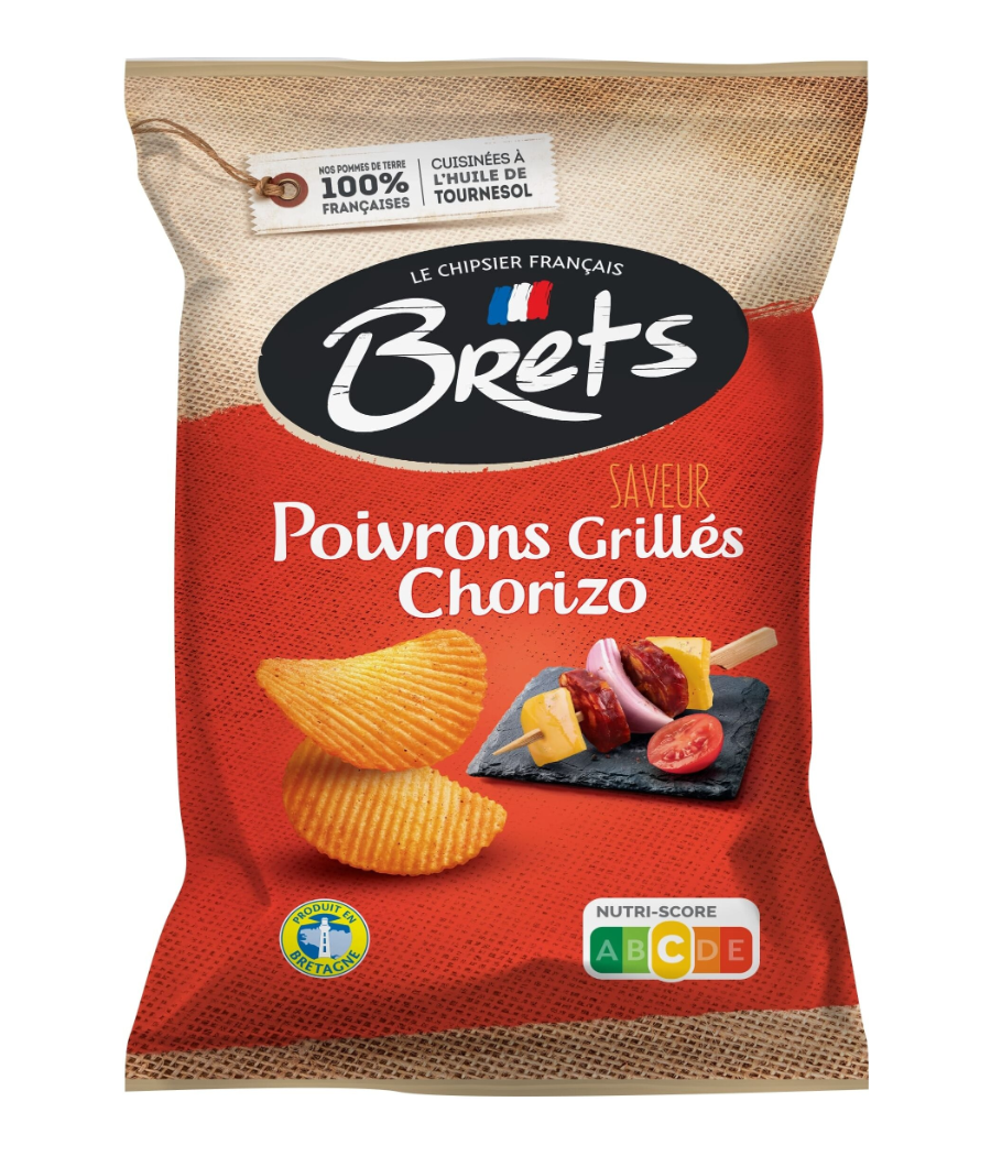 CHIPS SAVEUR POIVRONS GRILLES CHORIZO BRETS 125G CHIPS SAVEUR POIVRONS GRILLES CHORIZO BRETS 125G