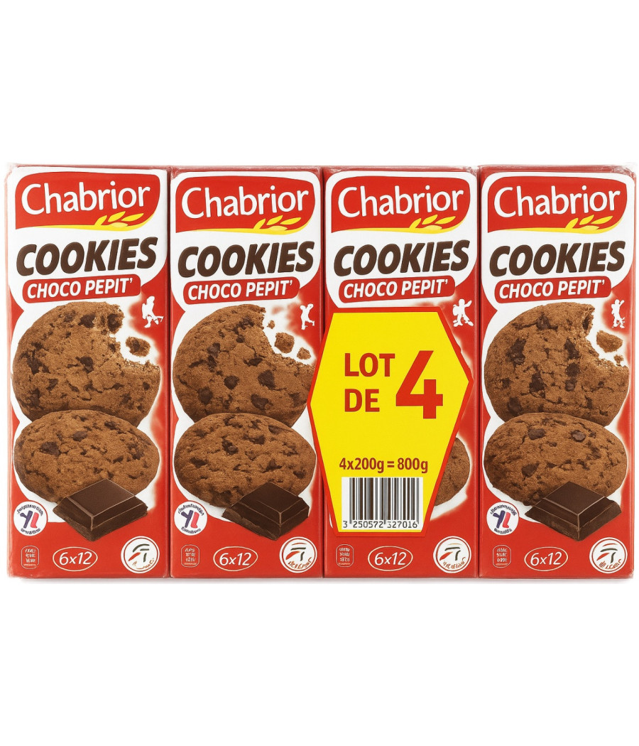 COOKIES CHOCO PEPIT CHABRIOR 4x200G COOKIES CHOCO PEPIT CHABRIOR 4x200G