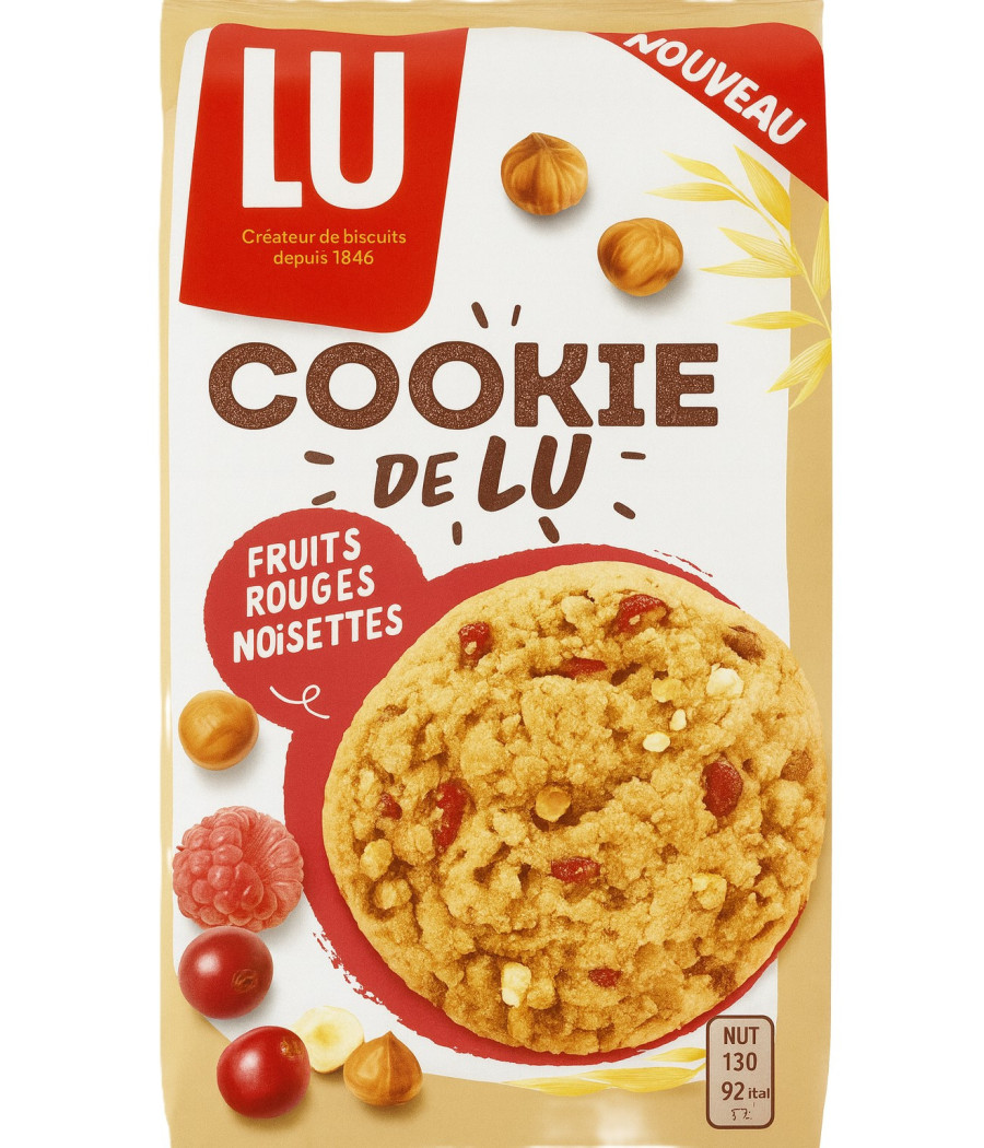 COOKIE DE FRUITS ROUGES NOISETTES  LU 160G COOKIE DE FRUITS ROUGES NOISETTES  LU 160G