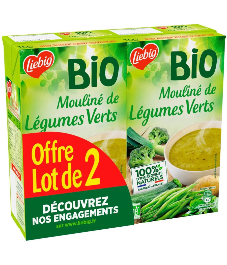 SOUPE LIEBIG MOULINE DE LEGUMES VERTS BIO 2X1L SOUPE LIEBIG MOULINE DE LEGUMES VERTS BIO 2X1L