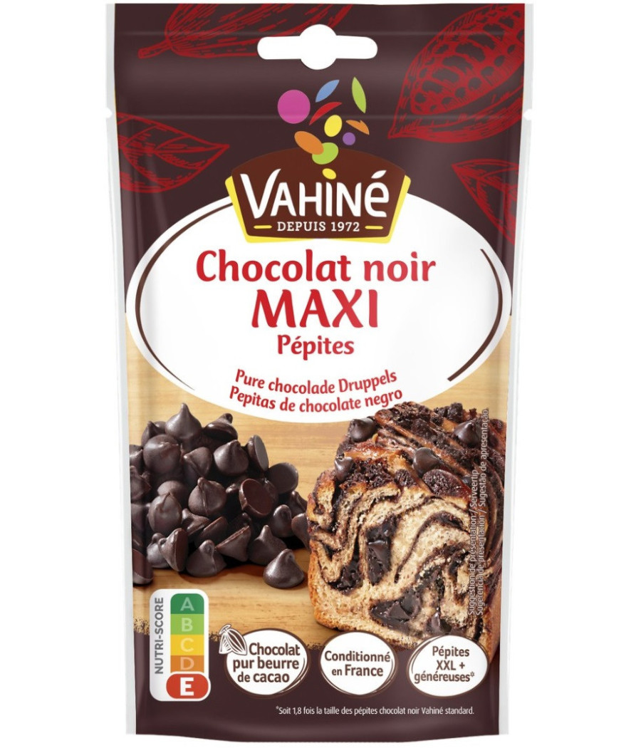 MAXI PEPITES CHOCOLAT NOIR VAHINE 100G MAXI PEPITES CHOCOLAT NOIR VAHINE 100G