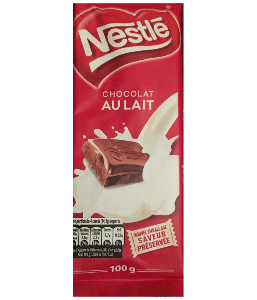 CHOCOLAT AU LAIT 100G CHOCOLAT AU LAIT 100G