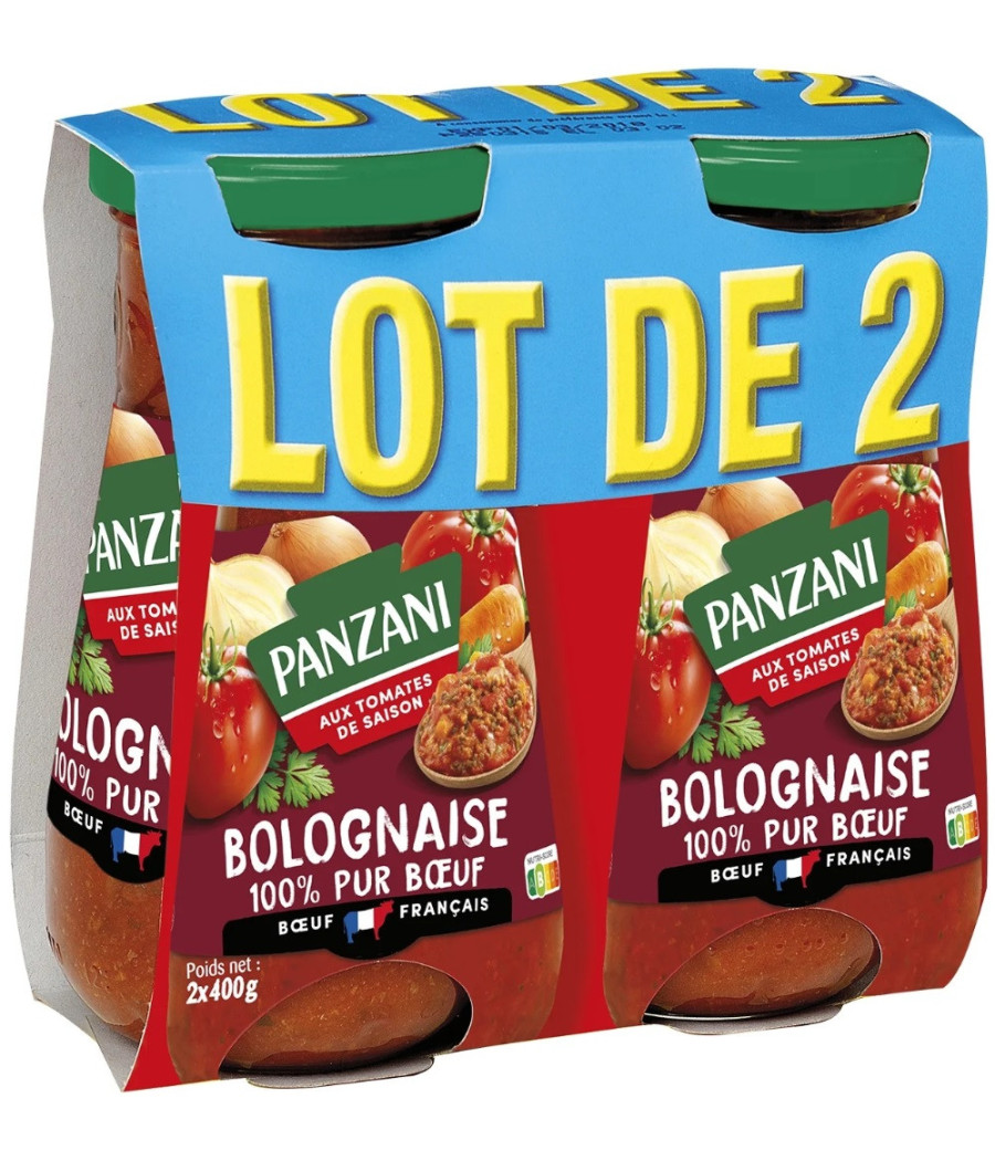 BOLOGNAISE PUR BOEUF PANZANI 2 X 400G BOLOGNAISE PUR BOEUF PANZANI 2 X 400G