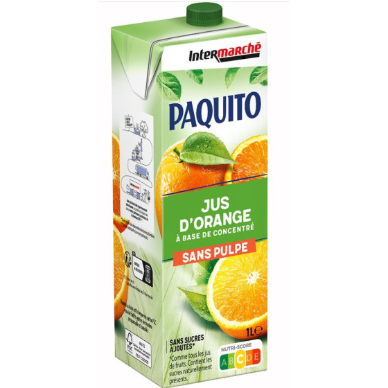 JUS DE FRUITS D'ORANGE SANS PULPE PAQUITO 1L