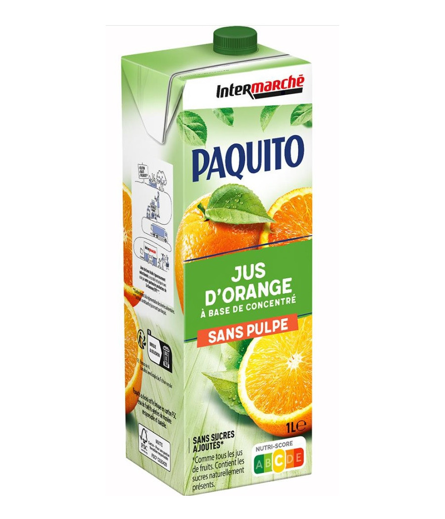 JUS DE FRUITS D'ORANGE SANS PULPE PAQUITO 1L JUS DE FRUITS D'ORANGE SANS PULPE PAQUITO 1L