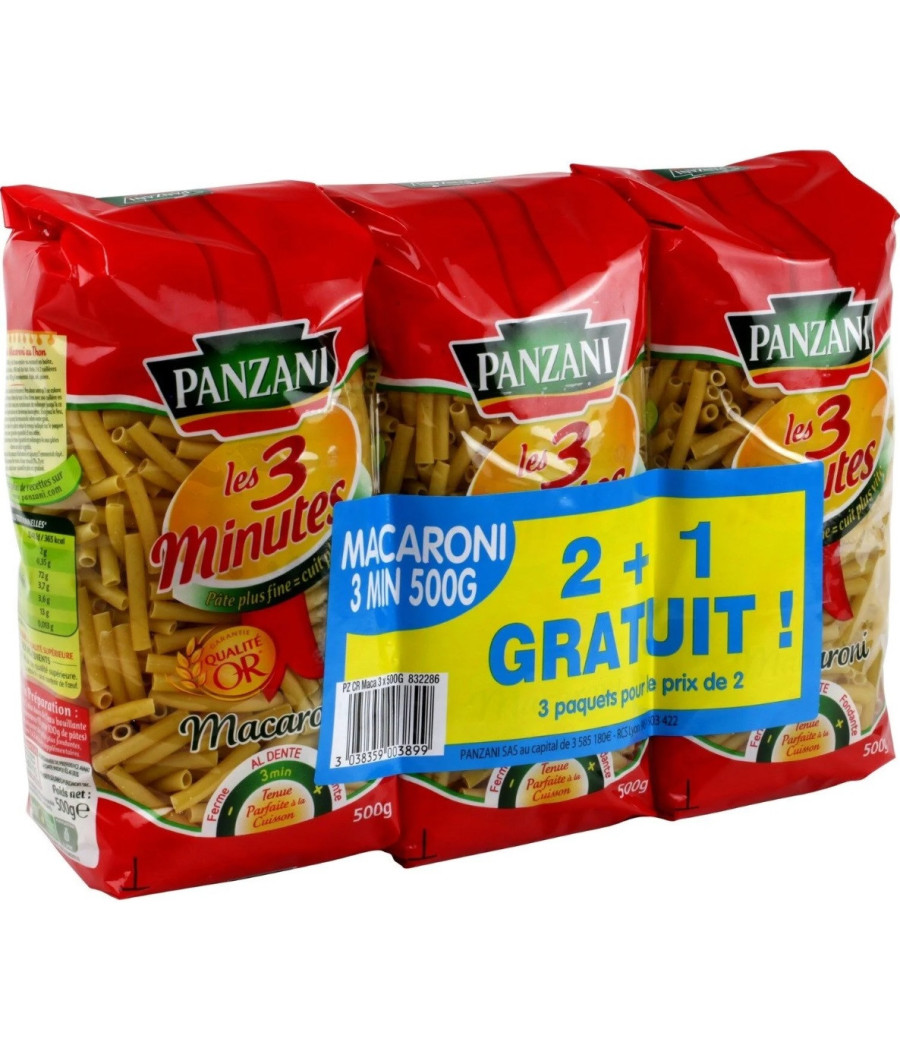 MACARONI PANZANI 3 PAQUETS DE 500G MACARONI PANZANI 3 PAQUETS DE 500G
