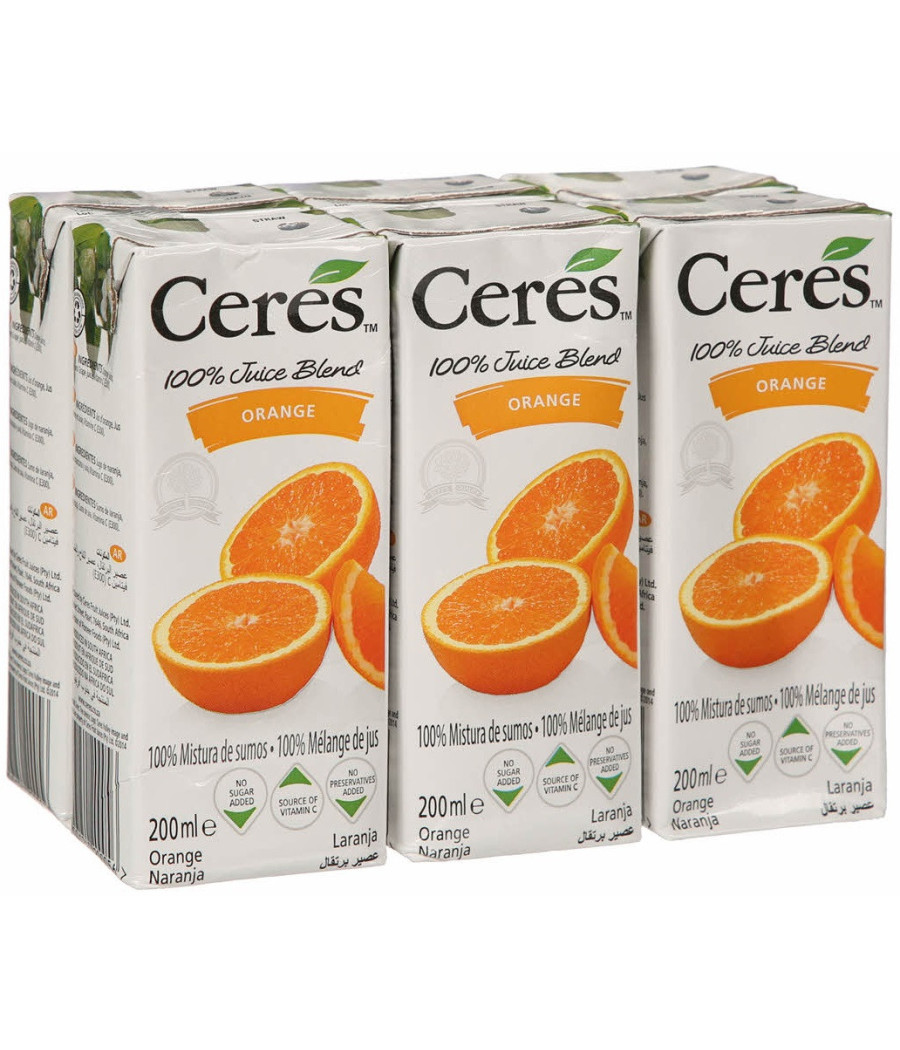 JUS DE FRUITS D'ORANGE CERES 6X 200ML JUS DE FRUITS D'ORANGE CERES 6X 200ML