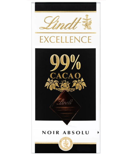 TABLETTE DE CHOCOLAT NOIR EXCELLENCE 99%  CACAO LINDT 100G