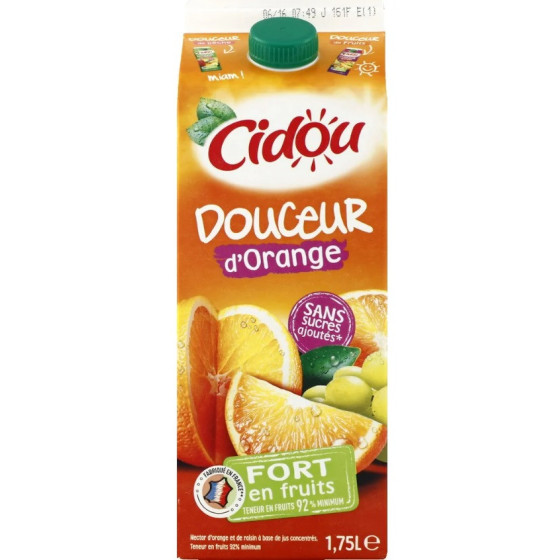 JUS DE FRUITS D'ORANGE DOUCEUR D'ORANGE CIDOU 1,75L