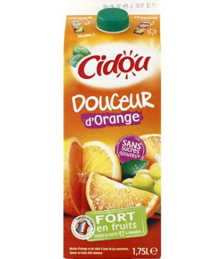 JUS DE FRUITS D'ORANGE DOUCEUR D'ORANGE CIDOU 1,75L