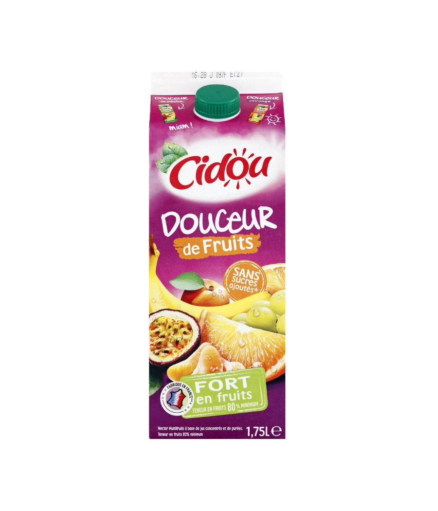 JUS DE FRUITS MULTIFRUITS DOUCEUR DE FRUITS CIDOU 1,75L JUS DE FRUITS MULTIFRUITS DOUCEUR DE FRUITS CIDOU 1,75L
