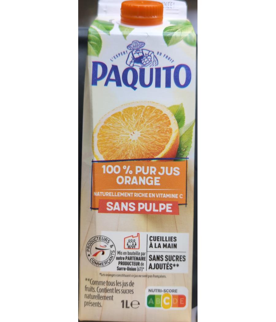 100% PUR JUS D'ORANGE SANS PULPE PAQUITO 1L 100% PUR JUS D'ORANGE SANS PULPE PAQUITO 1L