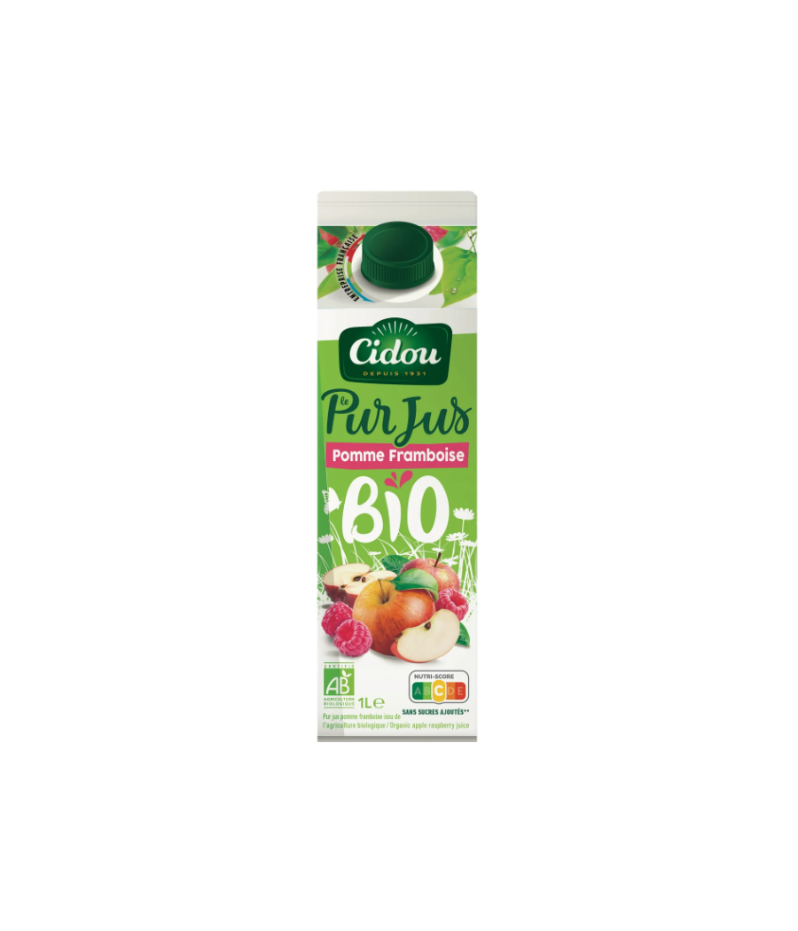 JUS DE FRUITS CIDOU PUR POMME FRAMBOISE 1L JUS DE FRUITS CIDOU PUR POMME FRAMBOISE 1L